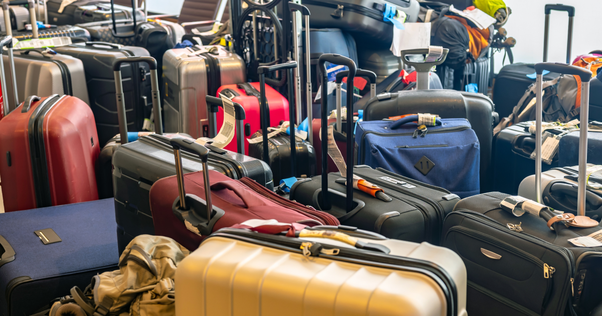 Crowded luggage at an airport