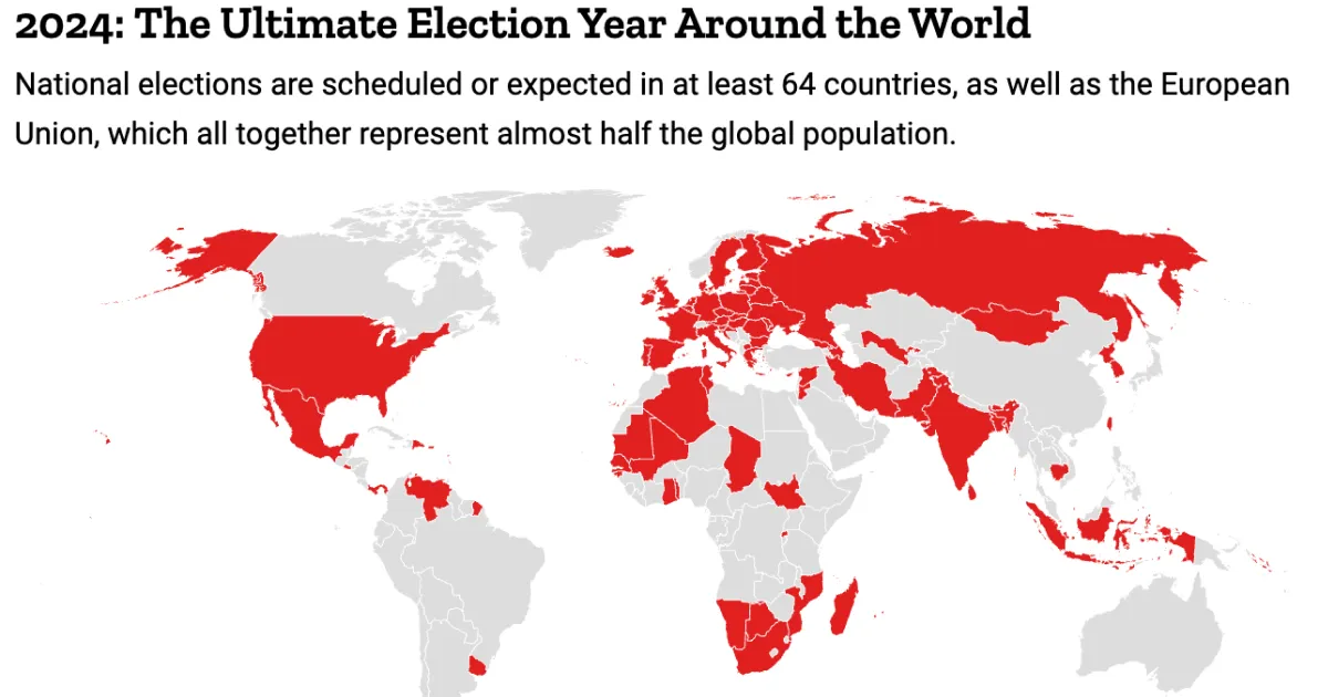 map of countries with elections in 2024